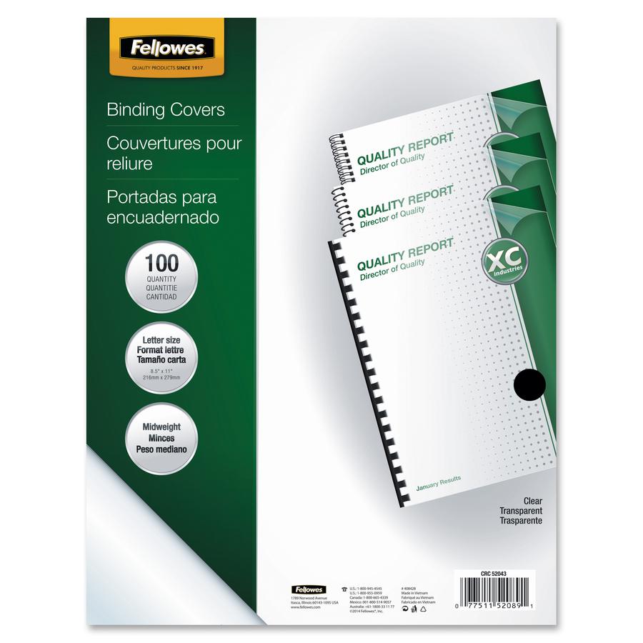 Fellowes Letter Report Cover - 8 1/2" x 11" - Plastic - Clear - 100 / Pack. Picture 6
