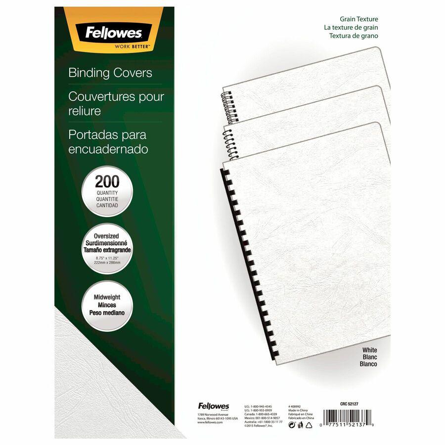 Fellowes Expressions Oversize Grain Presentation Covers - 11.3" Height x 8.8" Width x 0.1" Depth - For Letter 8 1/2" x 11" Sheet - Leather - 200 / Pack. Picture 6