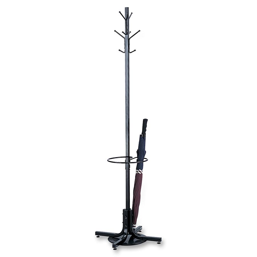 Safco Umbrella Stand Coat Rack - 4 Hooks - 40 lb (18.14 kg) Capacity - for Multipurpose - Steel - Black - 1 Each. Picture 2