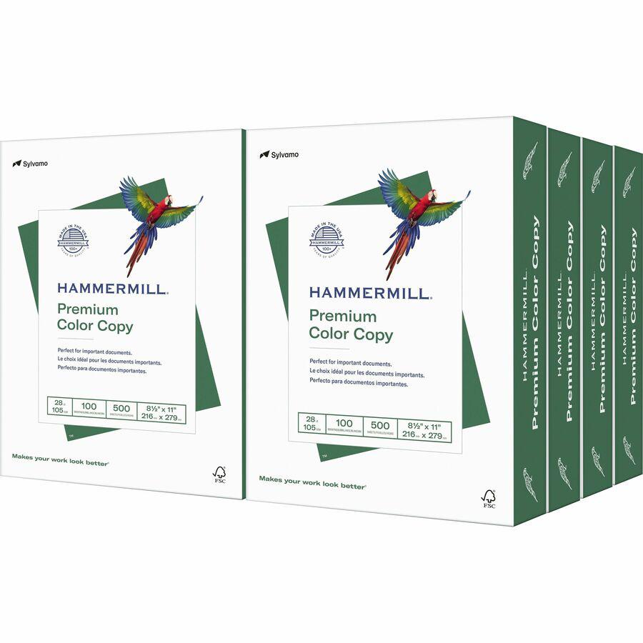 Hammermill Premium Color Copy Paper - White - 100 Brightness - Letter - 8 1/2" x 11" - 28 lb Basis Weight - 8 / Carton - High Brightness, Heavyweight - White. Picture 2