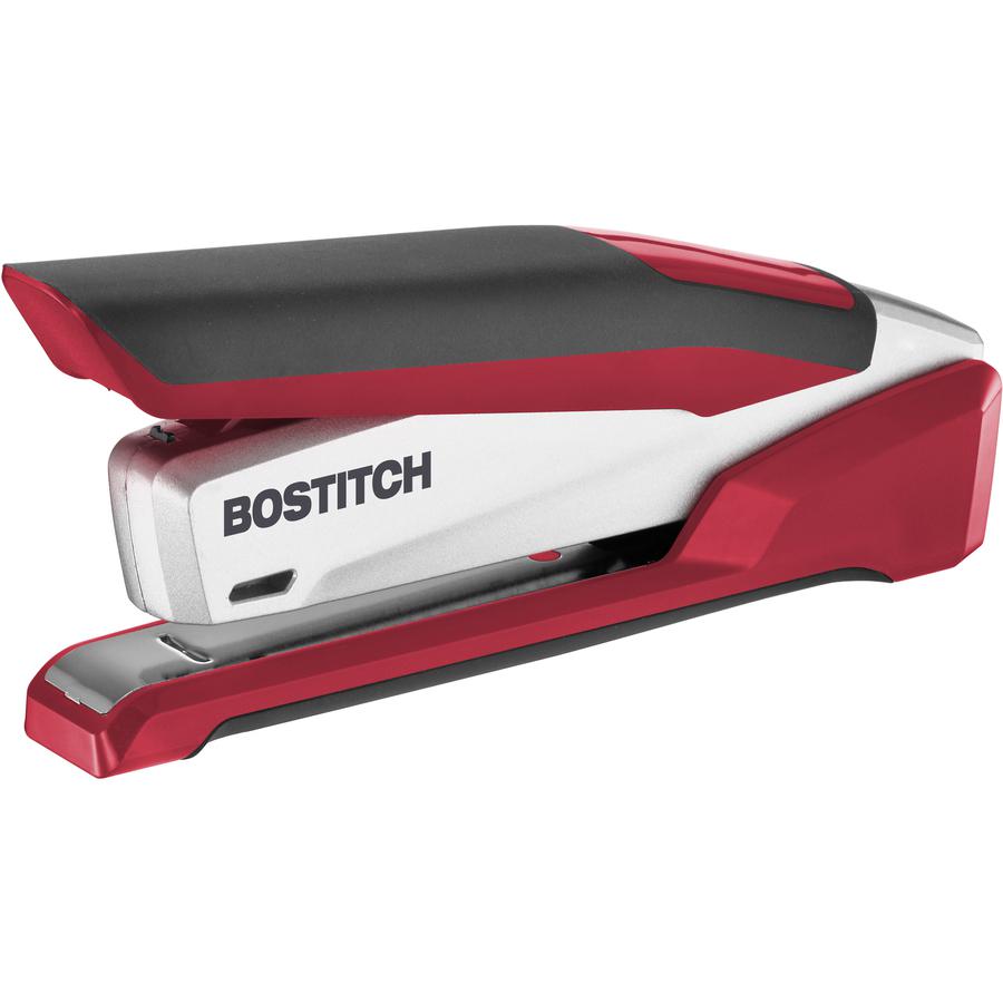 Bostitch InPower 28 Spring-Powered Premium Desktop Stapler - 28 Sheets Capacity - 210 Staple Capacity - Full Strip - 1/4" Staple Size - Silver, Red. Picture 10