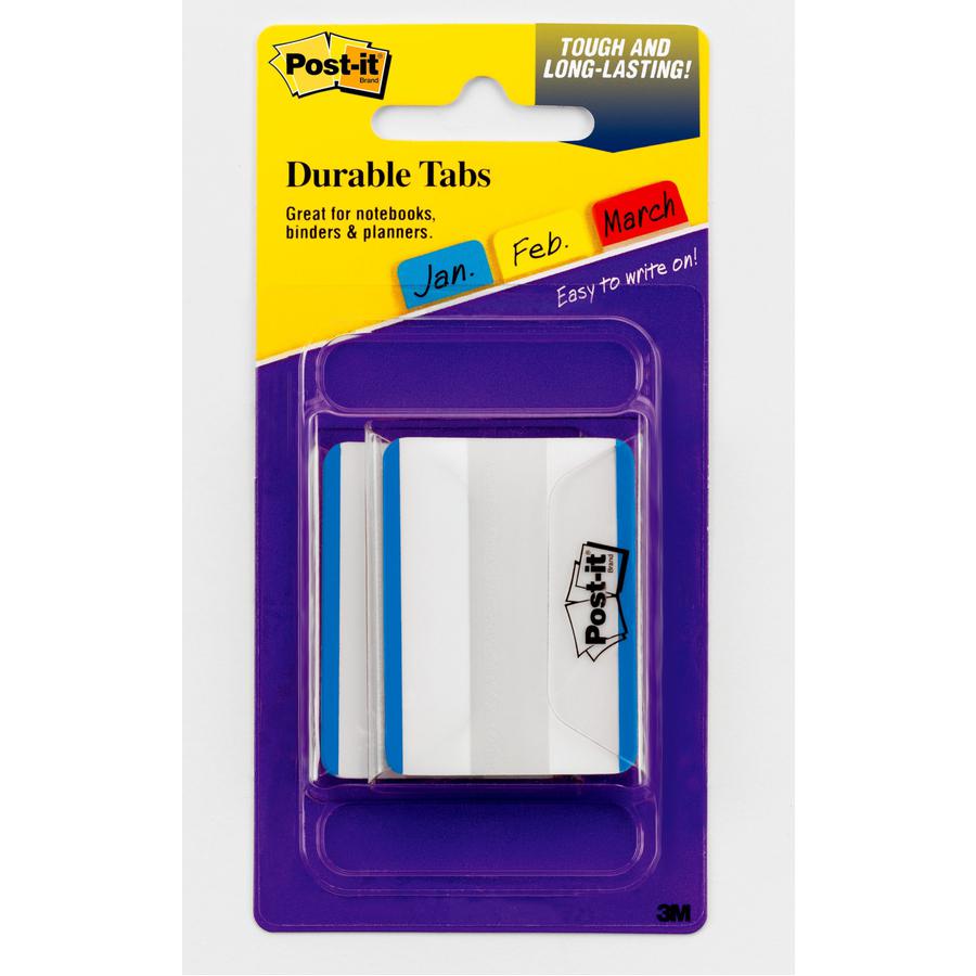 Post-it&reg; Lined Durable Tabs - Blank Tab(s) - 1.50" Tab Height x 2" Tab Width - Blue Tab(s) - 50 / Pack. Picture 2
