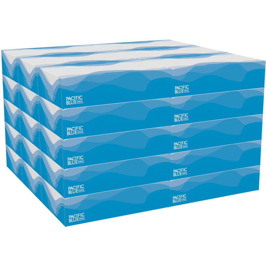 Pacific Blue Select Facial Tissue by GP Pro - Flat Box - 2 Ply - 8.33" x 8" - White - Paper - 100 Per Box - 30 / Carton. Picture 3