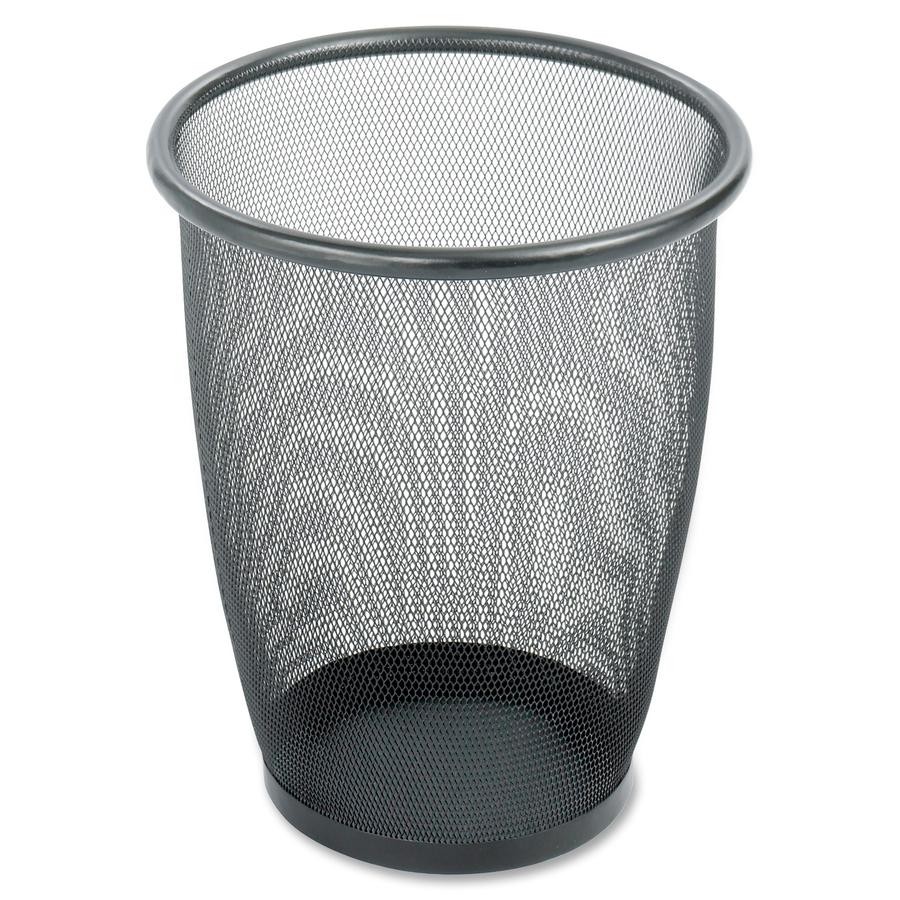Safco Round Mesh Wastebaskets - 5 gal Capacity - Round - 13" Opening Diameter - 14.5" Height - Steel - Black - 1 Each. Picture 3