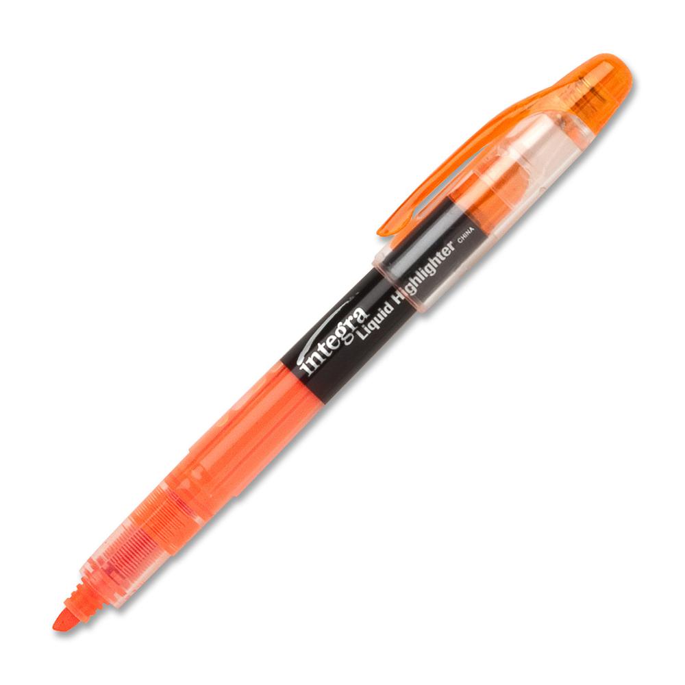 Integra Liquid Highlighters - Chisel Marker Point Style - Fluorescent Orange - 1 Dozen. Picture 3