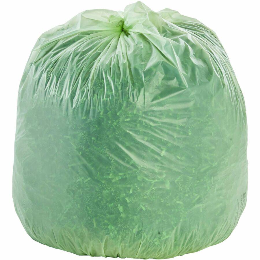 Stout EcoSafe Trash Bags - 32 gal - 33" Width x 48" Length x 0.85 mil (22 Micron) Thickness - Green - Plastic - 50/Carton. Picture 3
