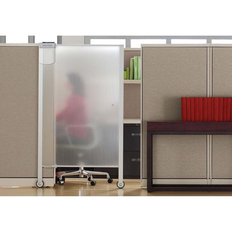 Quartet Workstation Privacy Screen - 38" Width x 64" Height - Aluminum Frame - Clear - 1 Each. Picture 3