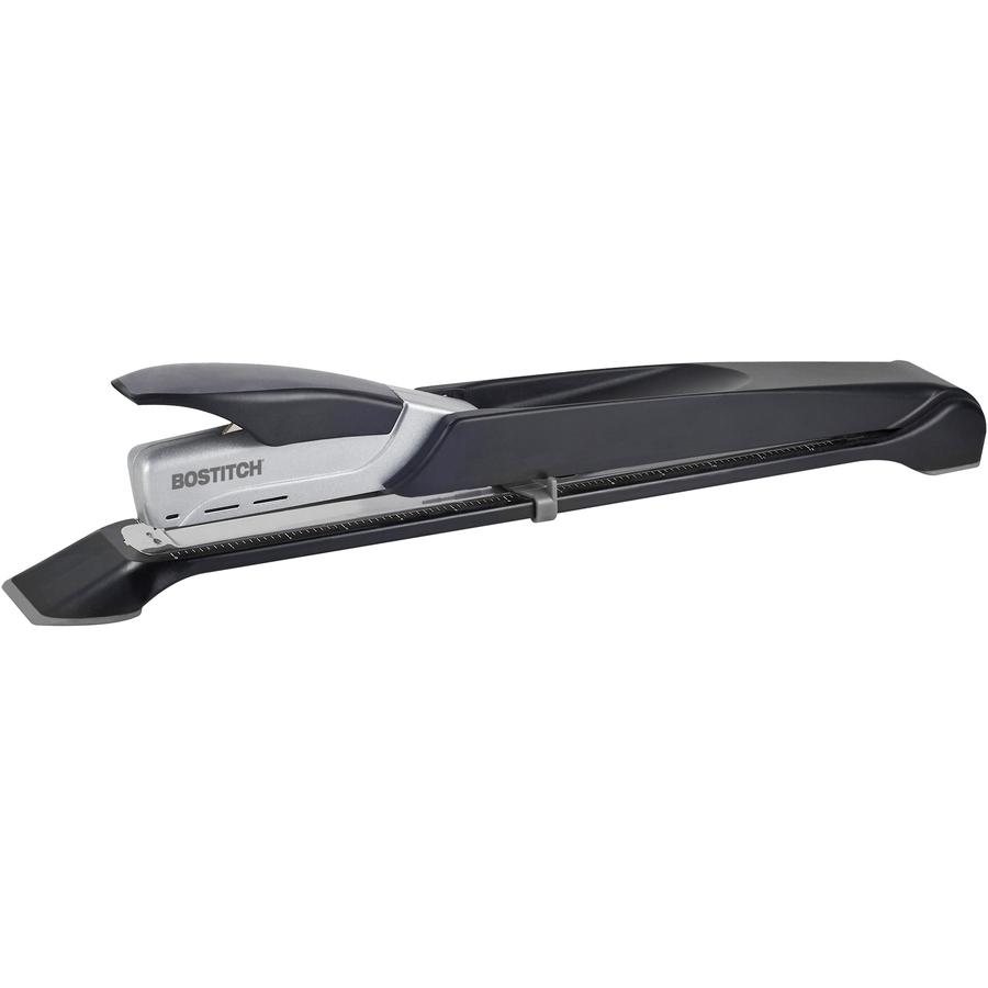 Bostitch Long Reach Antimicrobial Stapler - 25 of 30lb Paper Sheets Capacity - 210 Staple Capacity - Full Strip - 1/4" Staple Size - 1 Each - Black, Silver. Picture 12