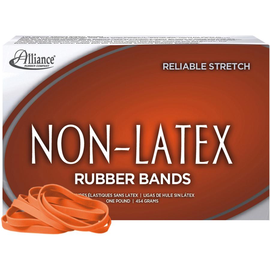 Alliance Rubber 37646 Non-Latex Rubber Bands - Size #64 - 1 lb. box contains approx. 380 bands - 3 1/2" x 1/4" - Orange. Picture 3