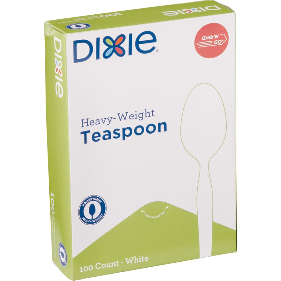Dixie Heavyweight Disposable Teaspoons Grab-N-Go by GP Pro - 100/Box - Teaspoon - 100 x Teaspoon - Polystyrene - White. Picture 4