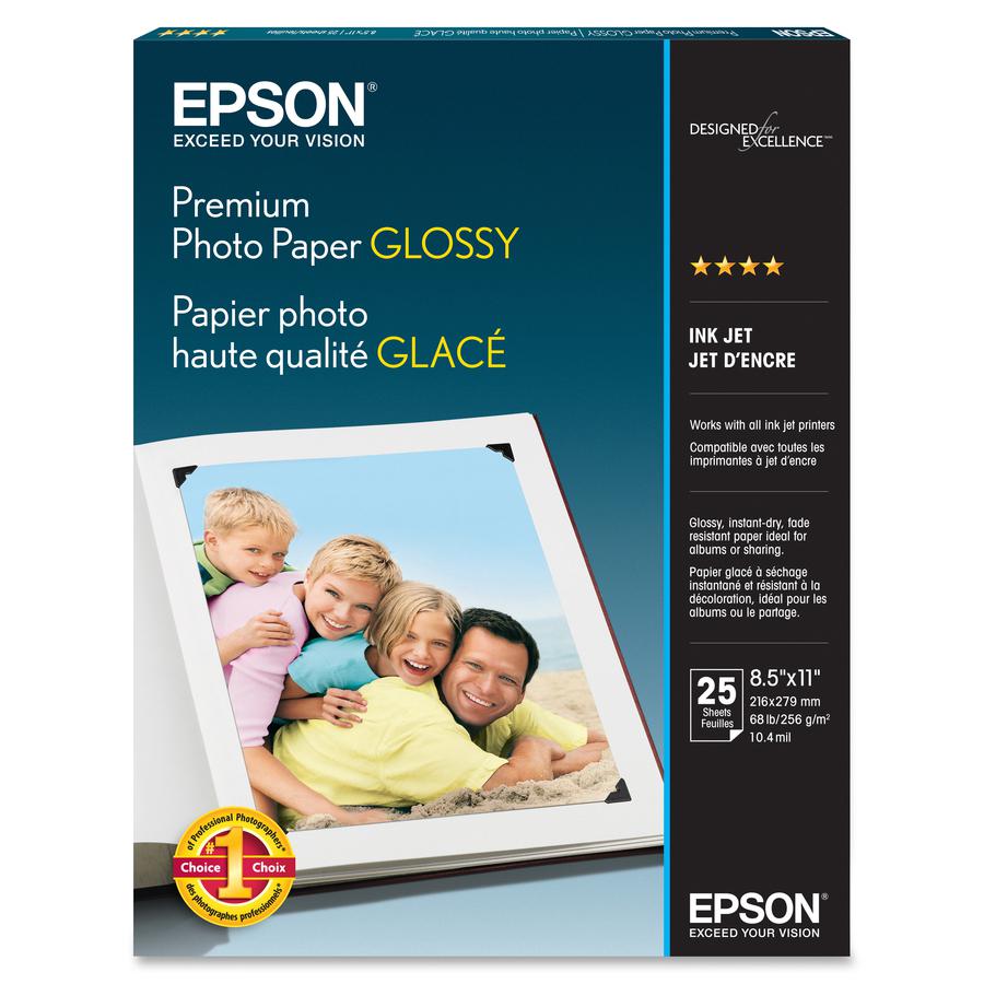Epson Premium Inkjet Photo Paper - Bright White - Letter - 8 1/2" x 11" - Glossy - 25 / Pack. Picture 2