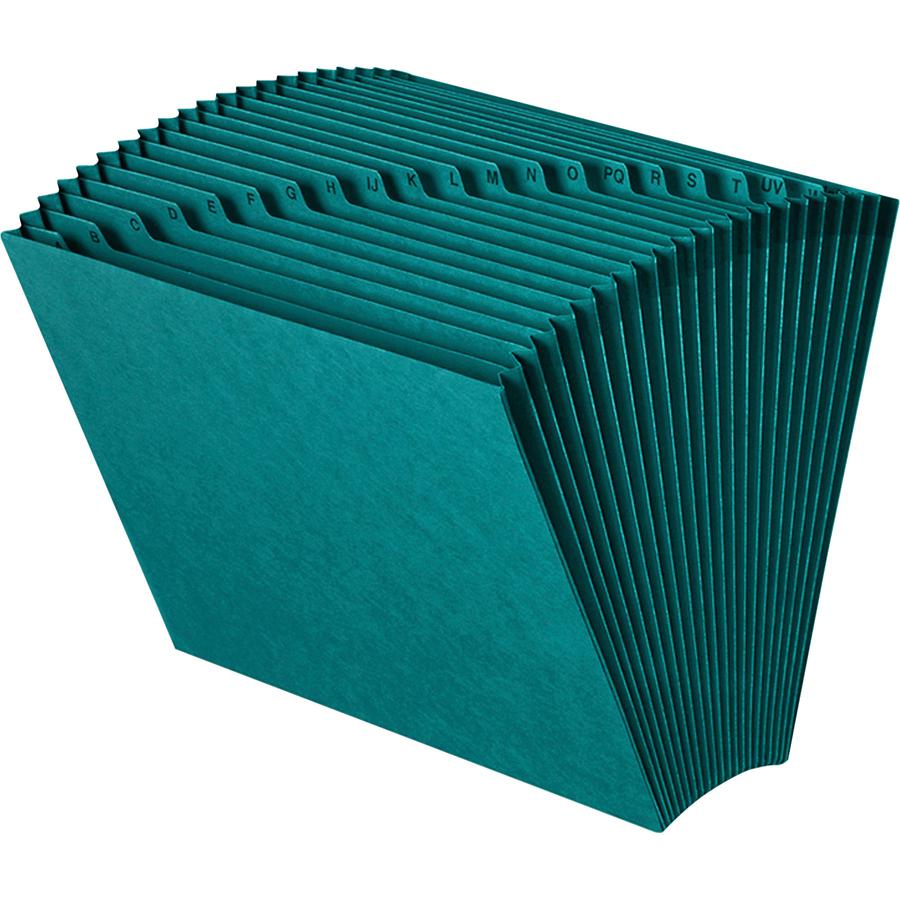 Smead Colored Letter Recycled Expanding File - 8 1/2" x 11" - 7/8" Expansion - 21 Pocket(s) - Teal - 10% Recycled - 1 Each. Picture 2