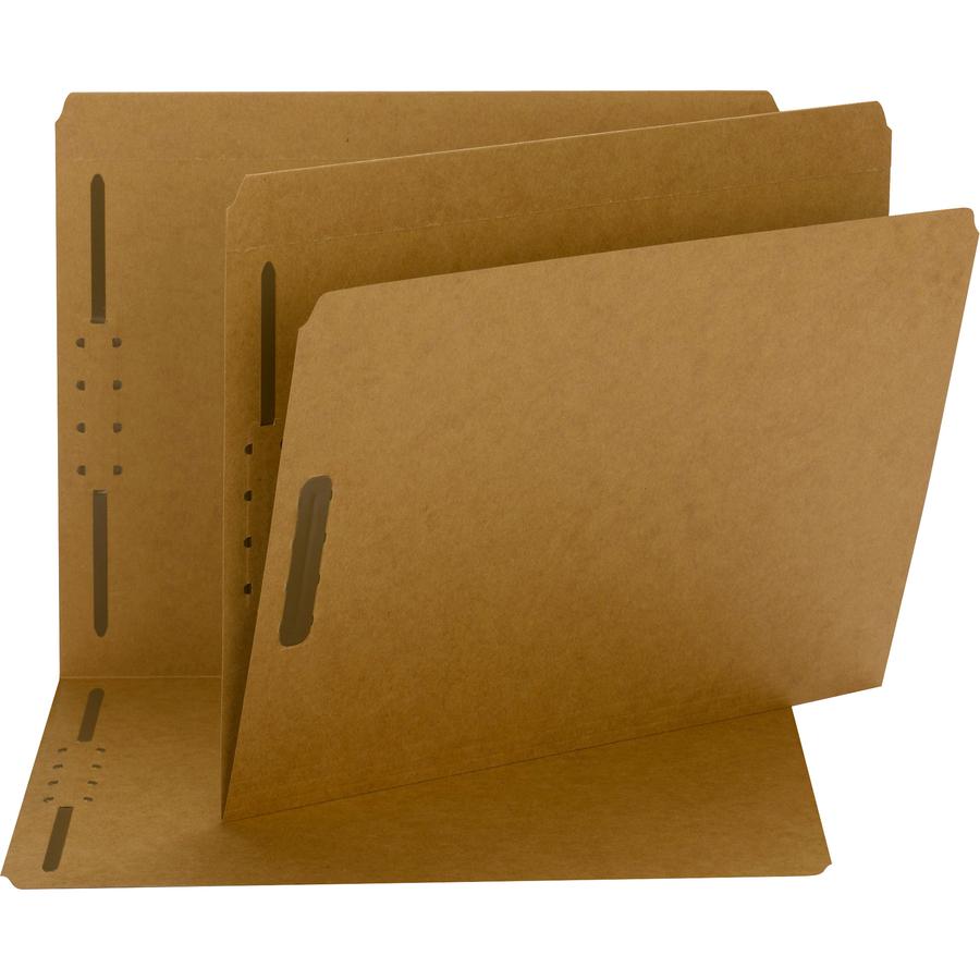 Smead Straight Tab Cut Letter Recycled Fastener Folder - 8 1/2" x 11" - 2 x 2K Fastener(s) - Kraft - Kraft - 10% Recycled - 50 / Box. Picture 2