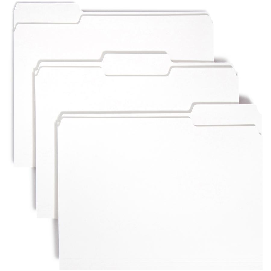 Smead Colored 1/3 Tab Cut Letter Recycled Top Tab File Folder - 8 1/2" x 11" - Top Tab Location - Assorted Position Tab Position - White - 10% Recycled - 100 / Box. Picture 11