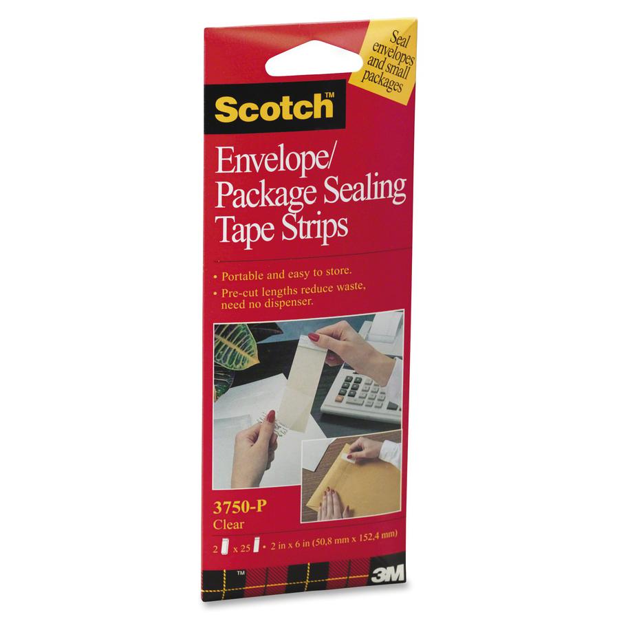 Scotch Envelope/Package Sealing Tape Strips - 6" Length x 2" Width - 3.1 mil Thickness - 3" Core - Synthetic Rubber Backing - Split Resistant, Moisture Resistant - For Protecting, Sealing, Packing - 2. Picture 4