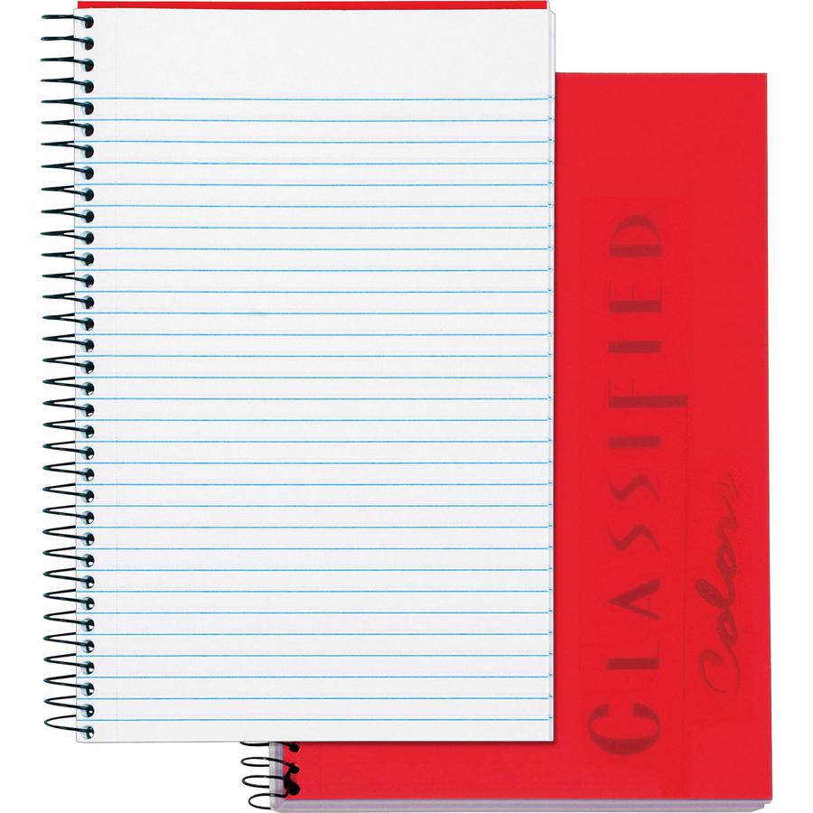 TOPS Classified Business Notebooks - 100 Sheets - Coilock - 20 lb Basis Weight - 5 1/2" x 8 1/2" - White Paper - RubyPlastic Cover - Perforated - 1 Each. Picture 5