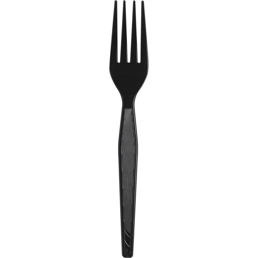 Dixie Heavyweight Disposable Forks by GP Pro - 1000/Carton - Black. Picture 3