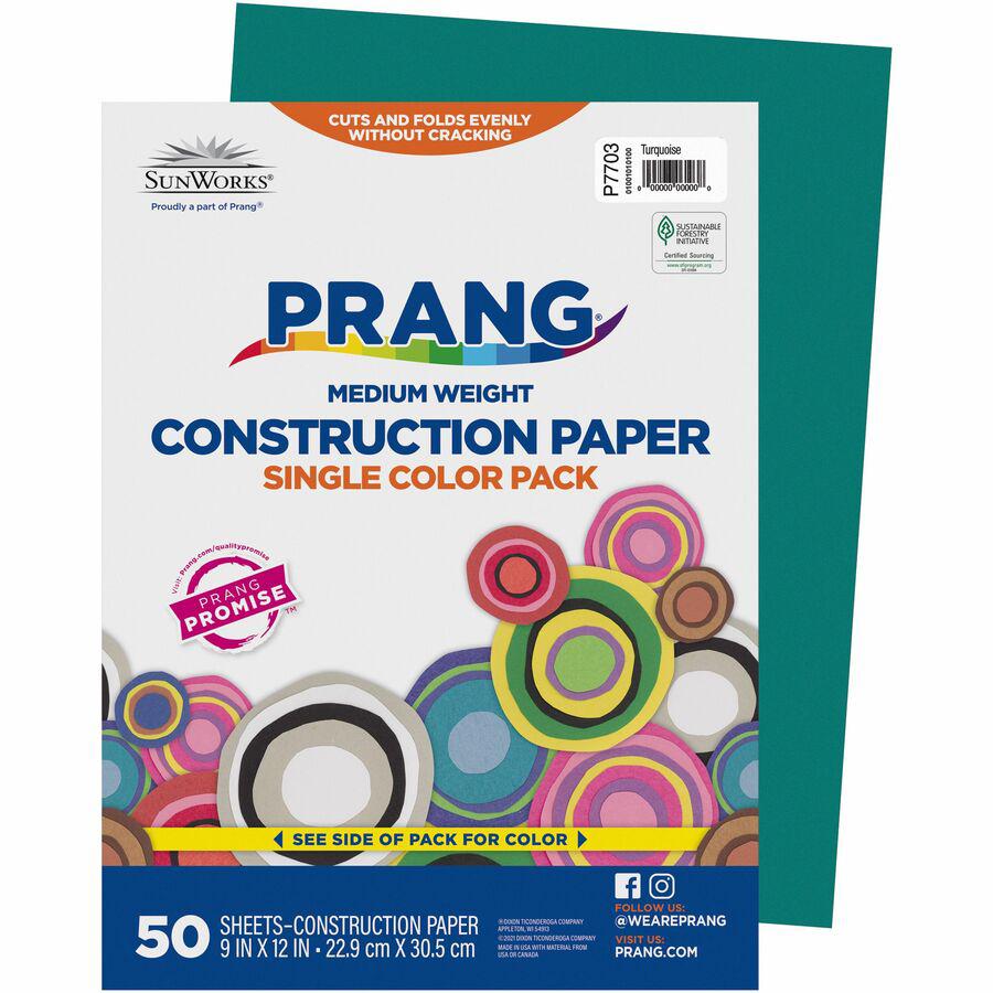 Prang Construction Paper - Multipurpose - 12"Width x 9"Length - 50 / Pack - Turquoise - Paper. Picture 2