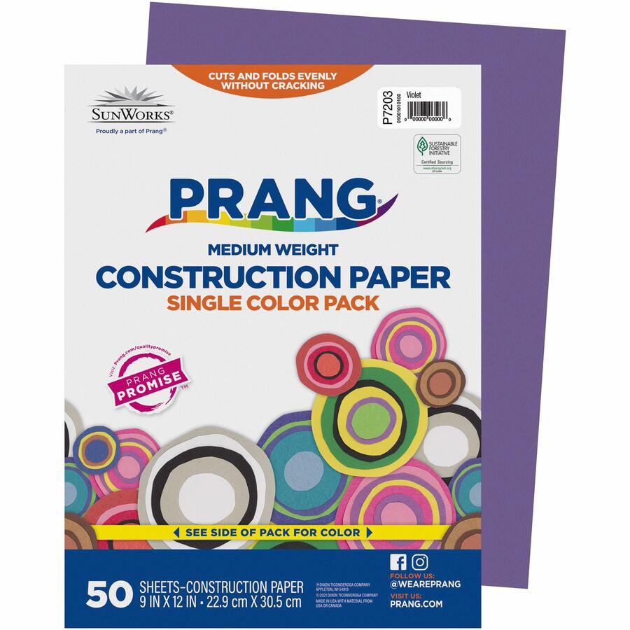 Prang Construction Paper - Multipurpose - 12"Width x 9"Length - 50 / Pack - Violet - Paper. Picture 3