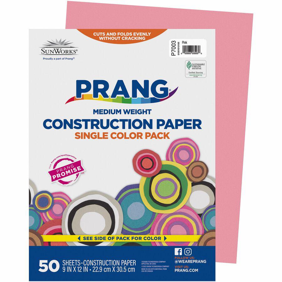 SunWorks Construction Paper - Multipurpose - 0.40"Height x 12"Width x 9"Length - 50 / Pack - Pink - Paper. Picture 2