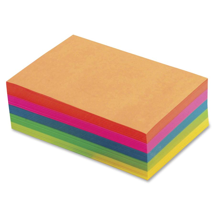 TOPS Fluorescent Memo Sheets - 500 Sheets - 20 lb Basis Weight - 4" x 6" - Assorted Paper - Acid-free, Heavyweight - 500 / Pack. Picture 2