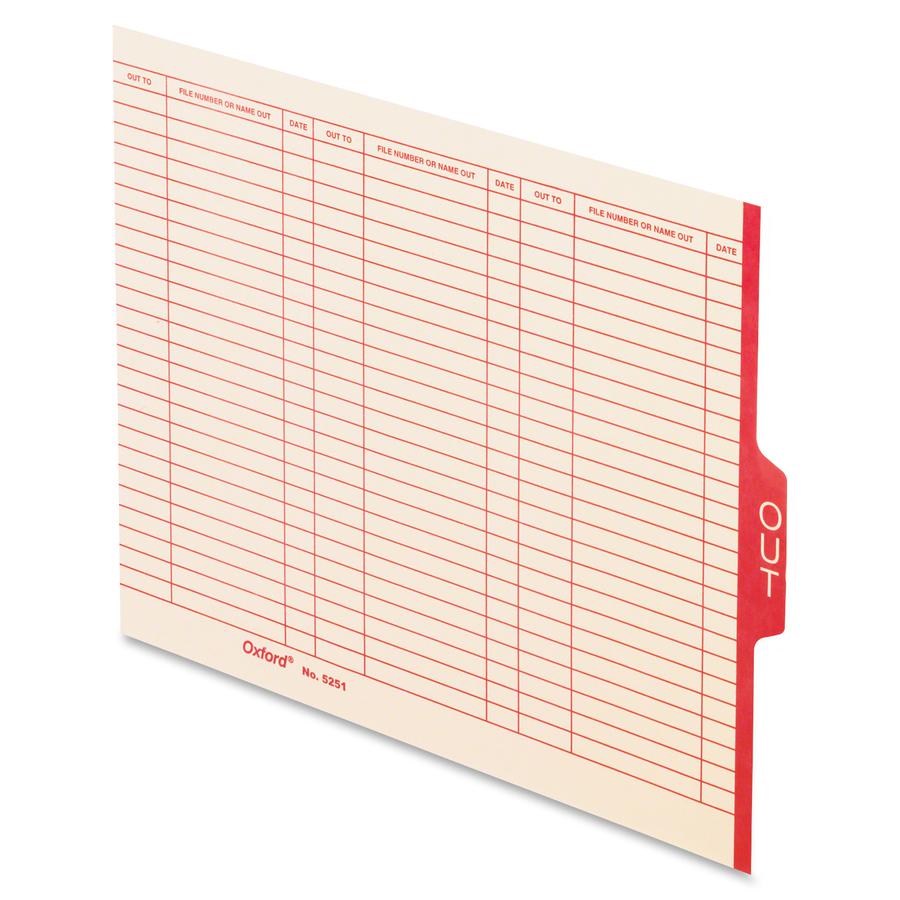 Pendaflex End Tab Out Guides - Printed Tab(s) - 8.5" Divider Width x 11" Divider Length - Letter - Manila Manila, Red Divider - Recycled - Heavyweight - 100 / Box. Picture 2