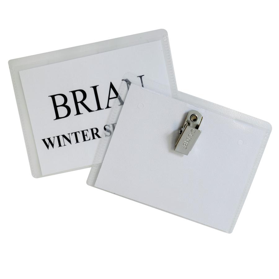 C-Line Clip Style Name Badge Holder Kit - Sealed Holders with Inserts, 4 x 3, 96/BX, 95596. Picture 2
