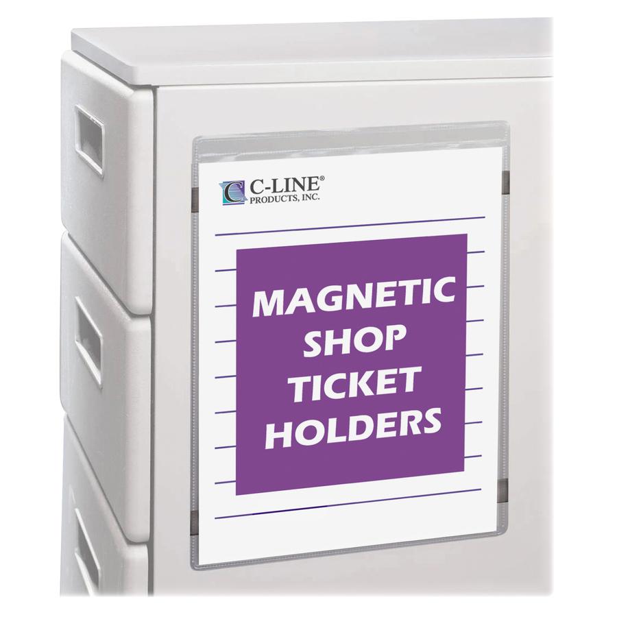 C-Line Magnetic Vinyl Shop Ticket Holders, Welded - 8-1/2 x 11, 15/BX, 83911. Picture 2