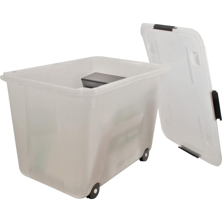 Advantus 15-gallon Rolling Storage Tub - External Dimensions: 23.8" Width x 15.8" Depth x 15.8" Height - 15 gal - Stackable - Plastic - Clear - For Document - 1 Each. Picture 5