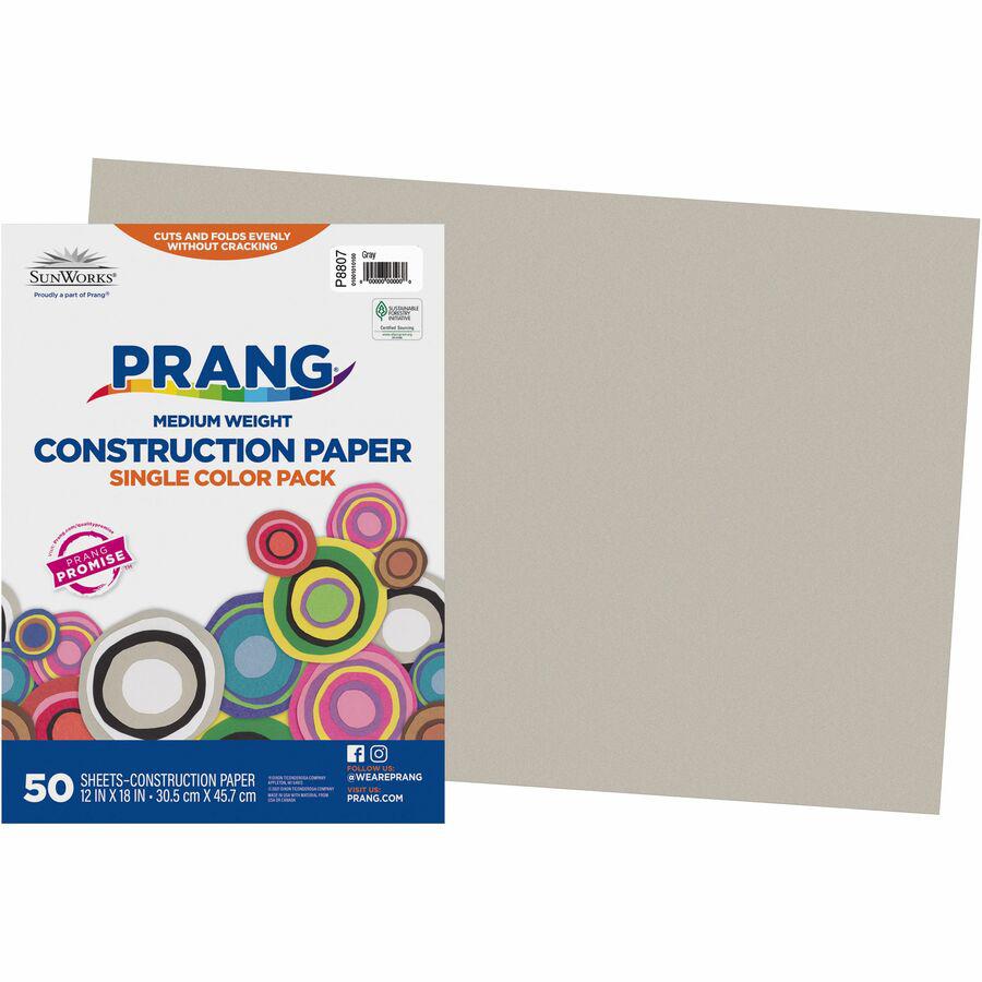 SunWorks Construction Paper - Multipurpose - 0.40"Height x 18"Width x 12"Length - 50 / Pack - Gray - Paper. Picture 2