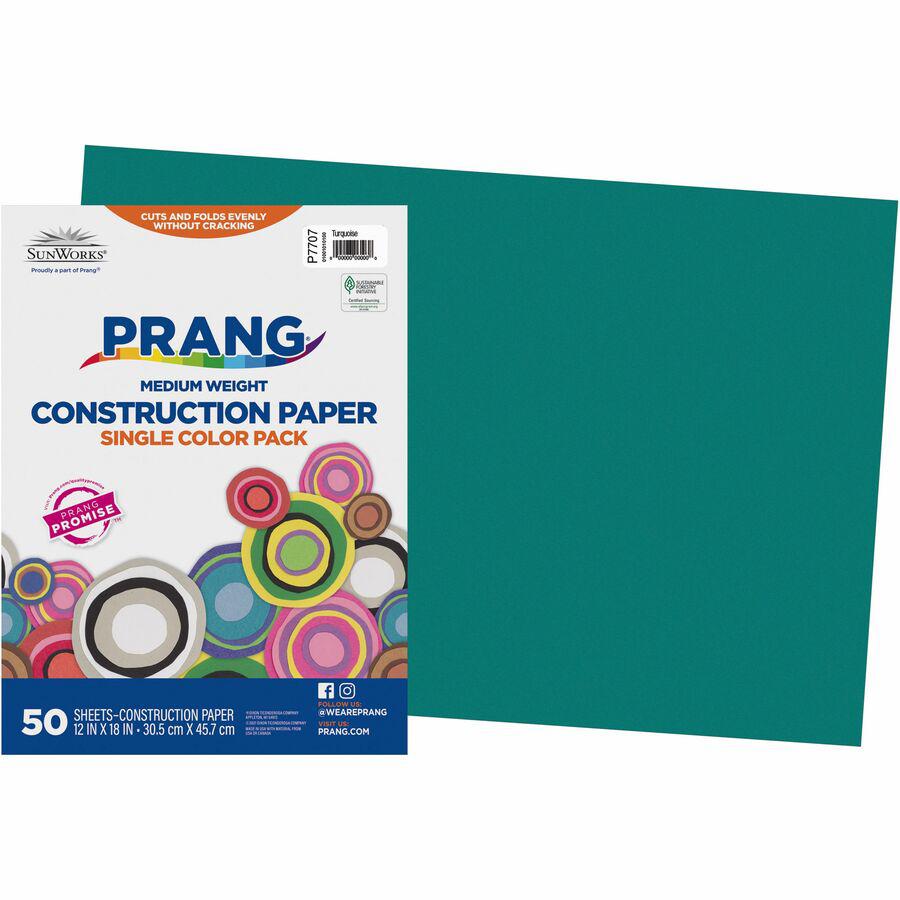 Prang Construction Paper - 18"Width x 12"Length - 50 / Pack - Turquoise. Picture 2