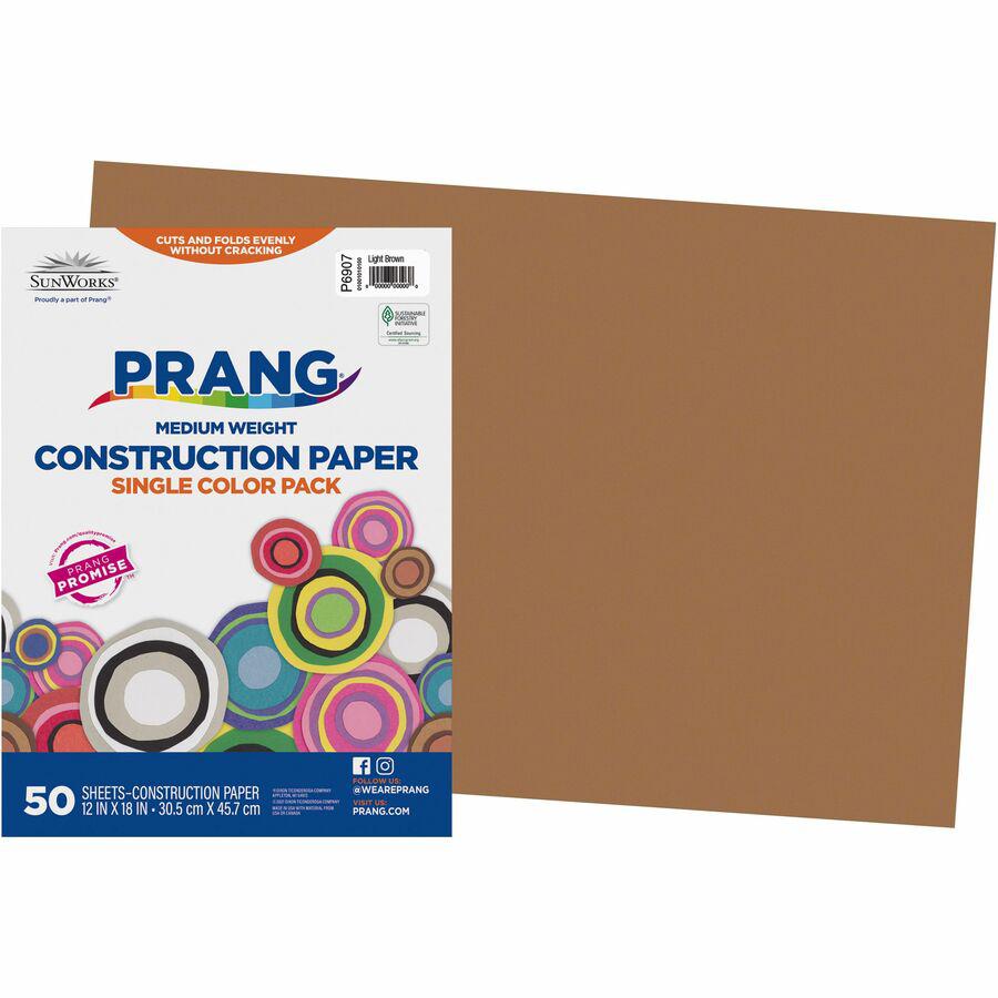SunWorks Construction Paper - Art - 0.40"Height x 18"Width x 12"Length - 50 / Pack - Light Brown - Paper. Picture 2