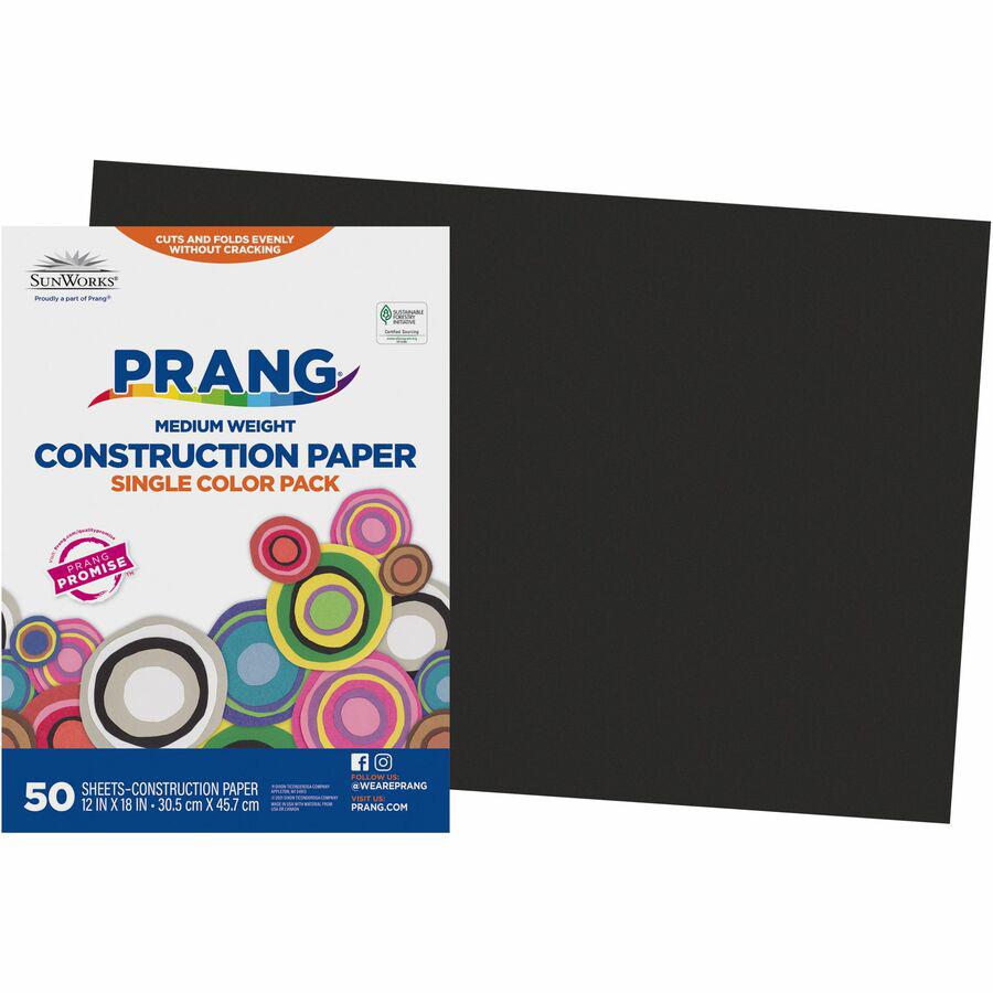 Prang Construction Paper - 36"Width x 24"Length - 50 / Pack - Black. Picture 4