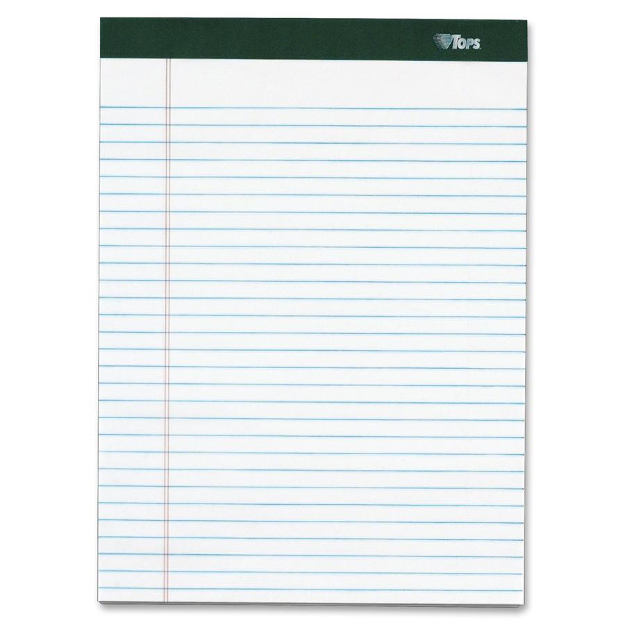 TOPS Double Docket Legal Pad - 100 Sheets - Double Stitched - 16 lb Basis Weight - 8 1/2" x 11 3/4" - 1.76" x 11.8" x 8.5" - White Paper - Heavyweight, Perforated, Rigid, Acid-free, Tear Resistant, Un. Picture 2
