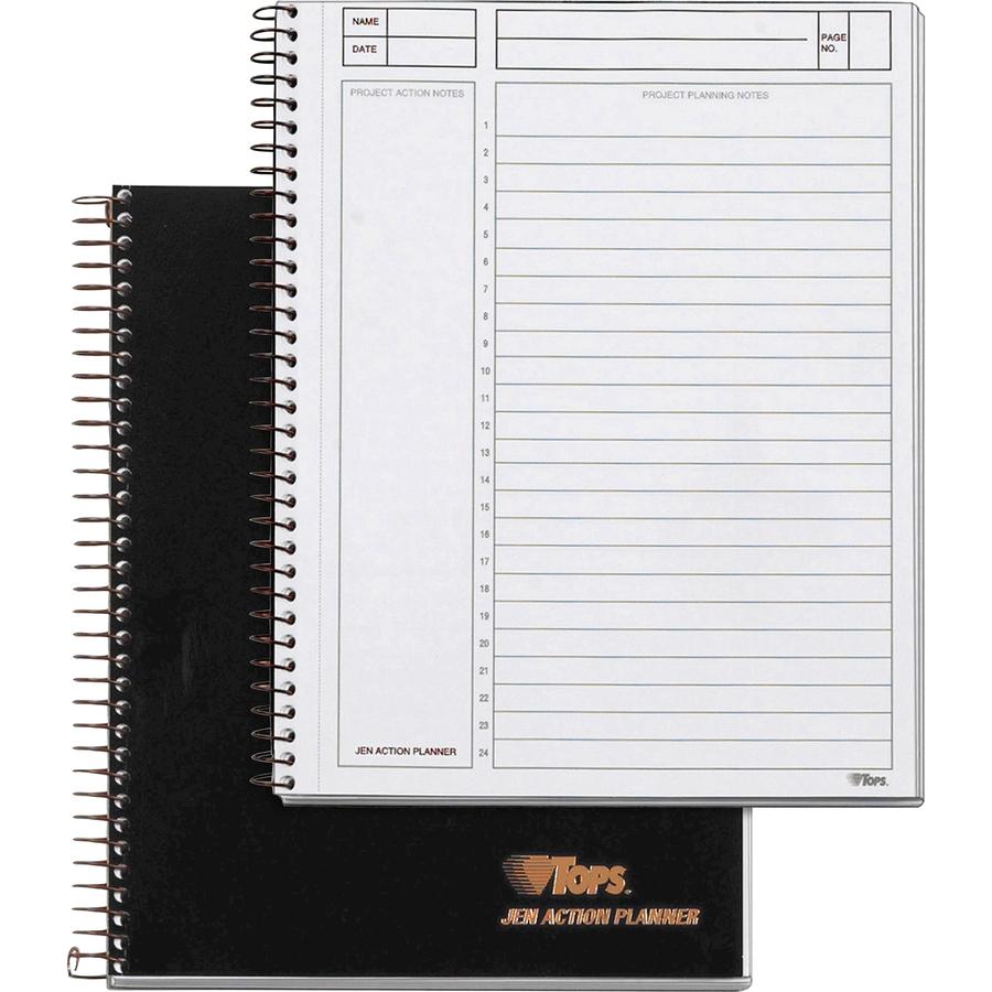 TOPS Action Planner - Action - Julian Dates - 6 3/4" x 8 1/2" Sheet Size - Wire Bound - Chipboard - Black - Perforated - 1 Each. Picture 2