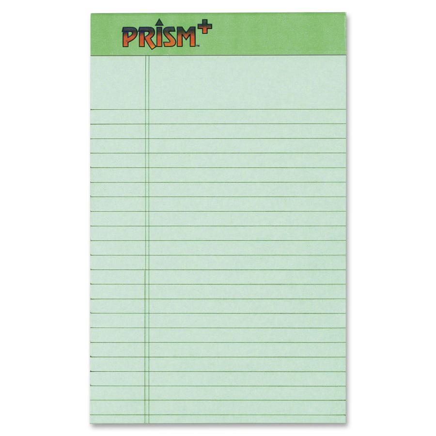 TOPS Prism Plus Legal Pads - 50 Sheets - Strip - 16 lb Basis Weight - 5" x 8" - 8" x 5" - Green Paper - Perforated, Rigid, Heavyweight, Bleed Resistant, Acid-free, Unpunched - 12 / Pack. Picture 2