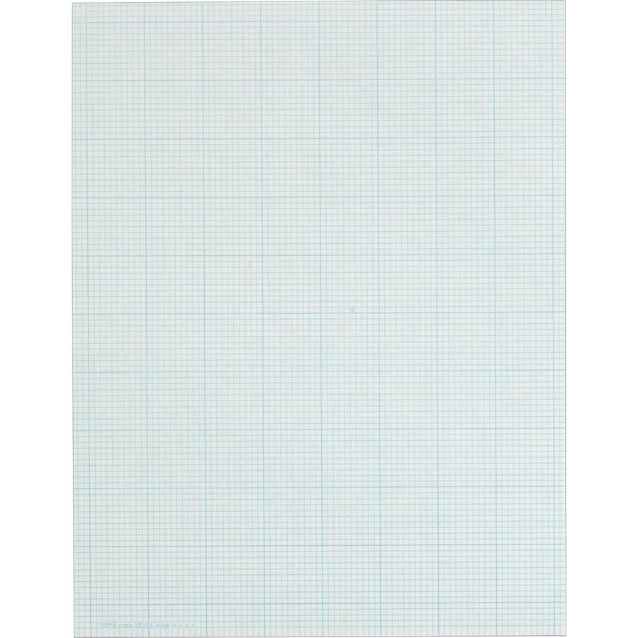 TOPS Cross-Section Pad - 50 Sheets - Glue - Blue Margin - 20 lb Basis Weight - Letter - 8 1/2" x 11" - White Paper - Unpunched - 1 / Pad. Picture 2