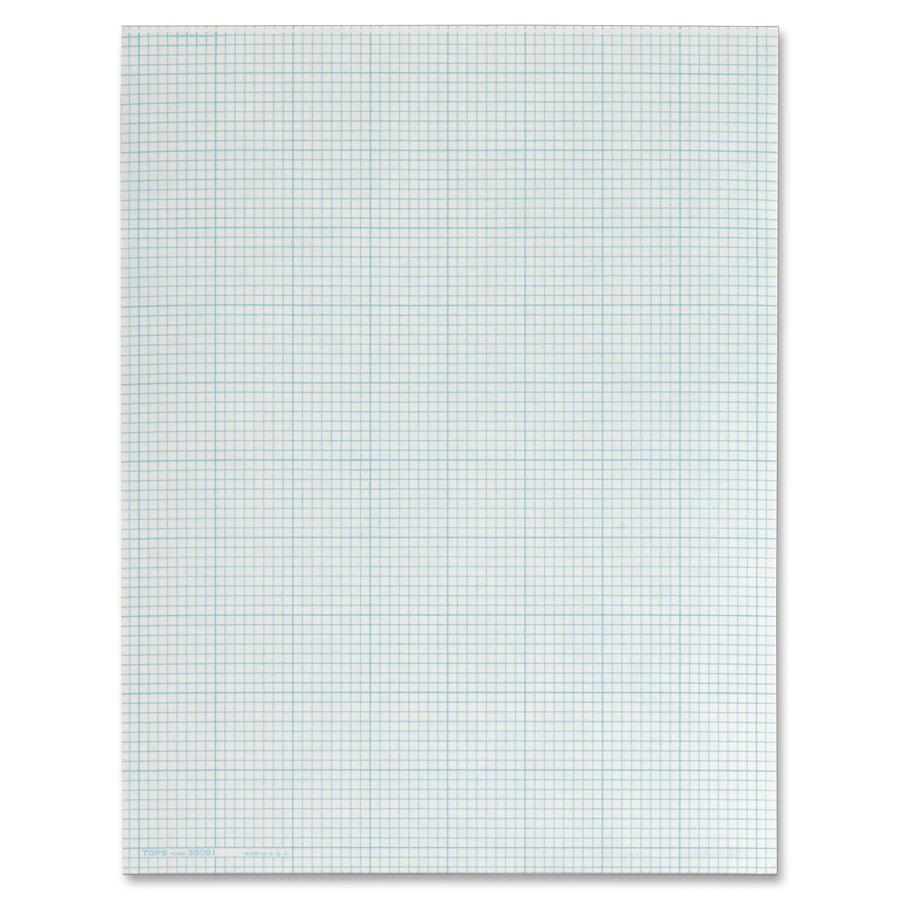 TOPS Quad Ruling Cross Section Pad - Letter - 50 Sheets - Glue - Both Side Ruling Surface - 20 lb Basis Weight - Letter - 8 1/2" x 11" - 0.22" x 11" x 8.5" - White Paper - Printed, Dual Sided, Smear R. Picture 2