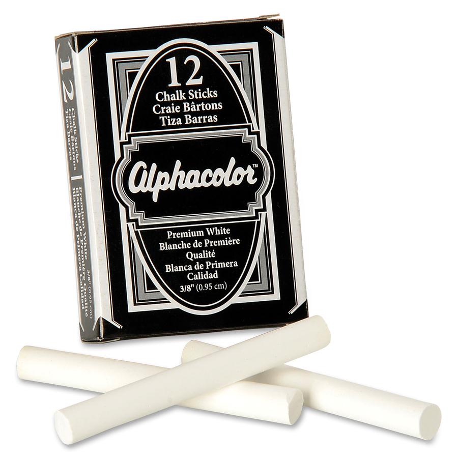 Quartet Alphacolor Premium Chalk Sticks - 0.4" Diameter - White - 12 / Box. Picture 2