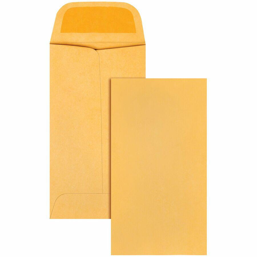 Quality Park Kraft Coin/Small Parts Envelope - Coin - #5 - 2 7/8" Width x 5 1/4" Length - 28 lb - Gummed - Kraft - 500 / Box - Light Brown. Picture 8