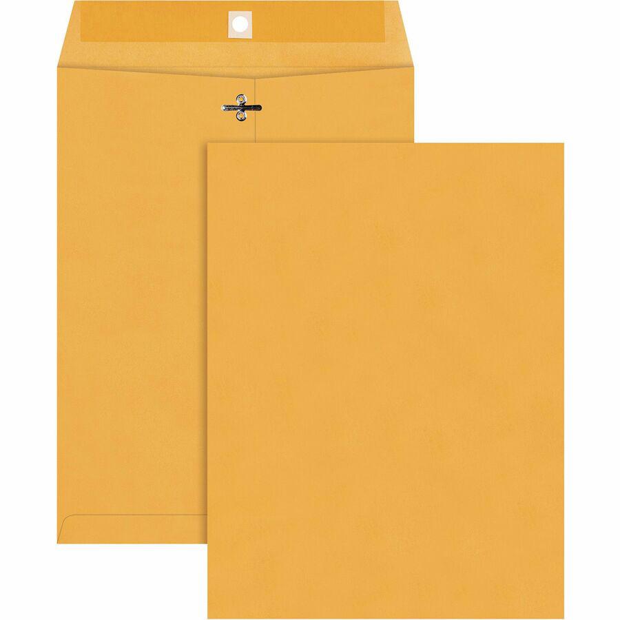 Quality Park 20% Recycled Clasp Envelopes with Deeply Gummed Flaps - #90 - 9" Width x 12" Length - 28 lb - Clasp - Kraft Paper - 100 / Box - Brown. Picture 5