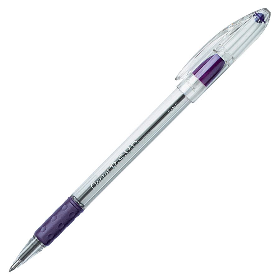 Pentel R.S.V.P. Ballpoint Stick Pens - Fine Pen Point - 0.7 mm Pen Point Size - Refillable - Violet - Clear Barrel - 1 Dozen. Picture 2