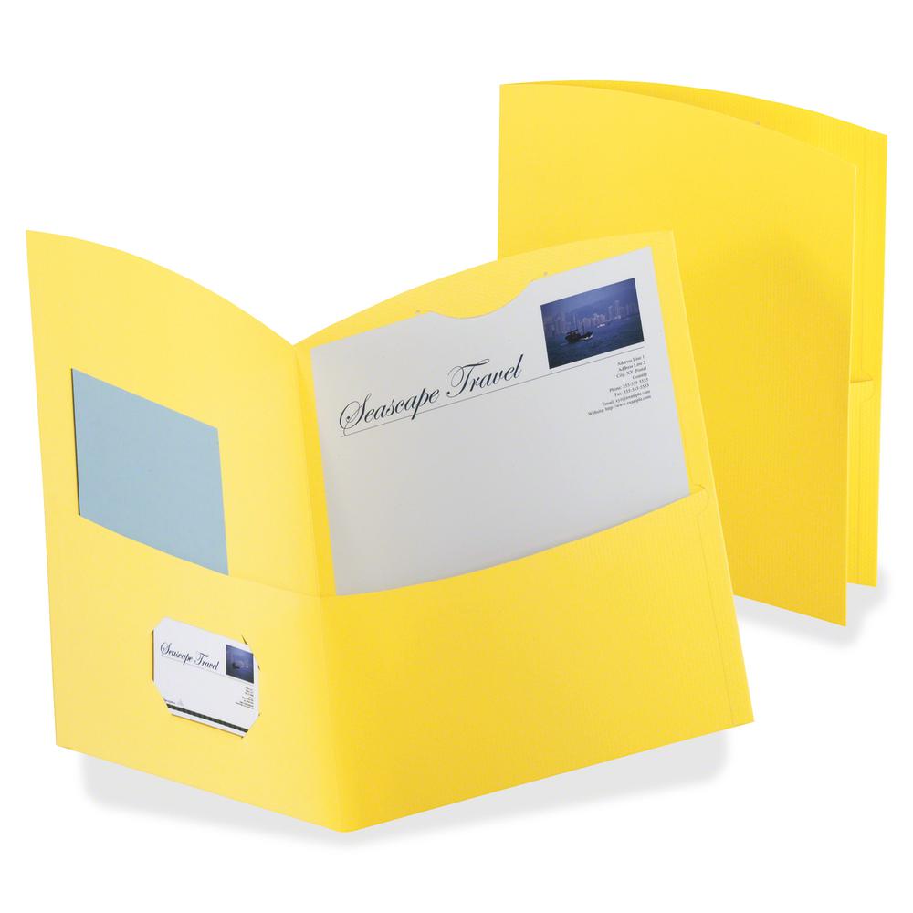 TOPS Contour Letter Recycled Pocket Folder - 8 1/2" x 11" - 100 Sheet Capacity - 2 Pocket(s) - Embossed Paper, Stock - Yellow - 100% Fiber Recycled - 25 / Box. Picture 2