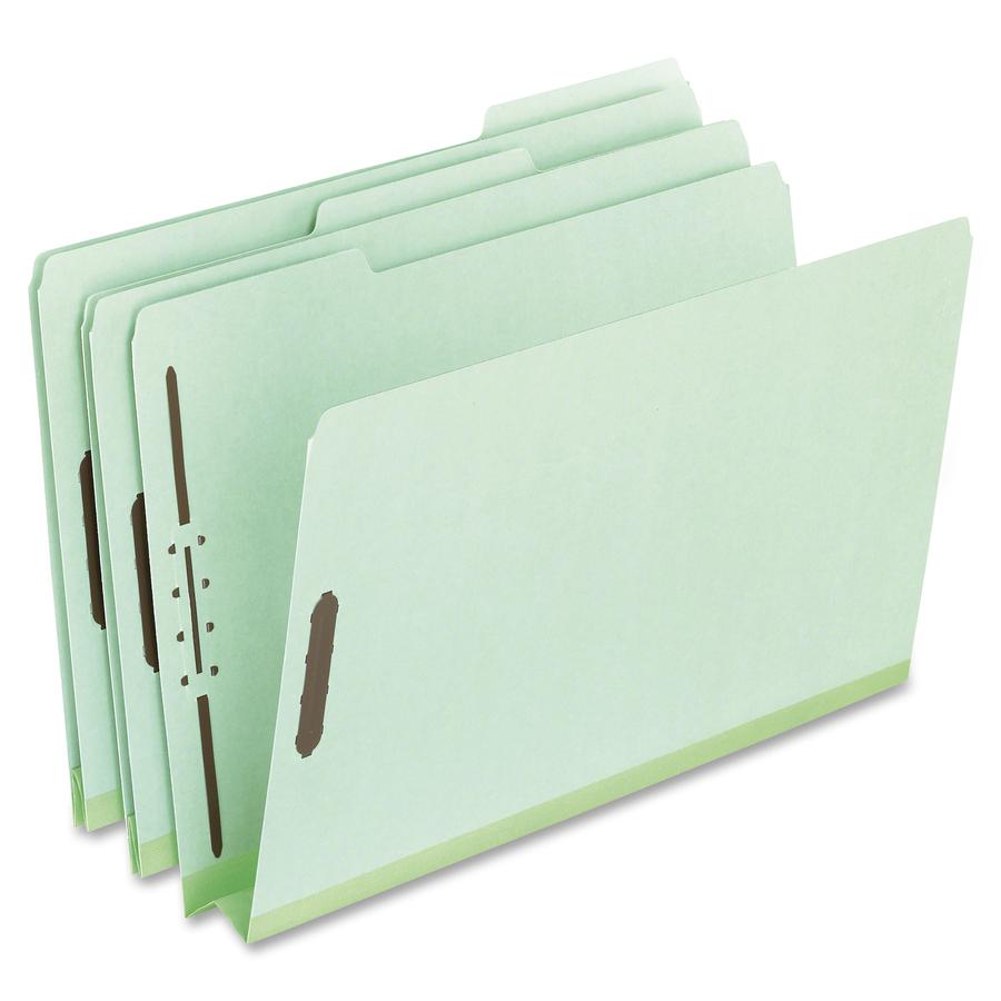 Pendaflex Pressboard Folders with Fastener - 8 1/2" x 14" - 2" Expansion - 2 Fastener(s) - Top Tab Location - Assorted Position Tab Position - Pressboard - Green - 60% Recycled - 25 / Box. Picture 2