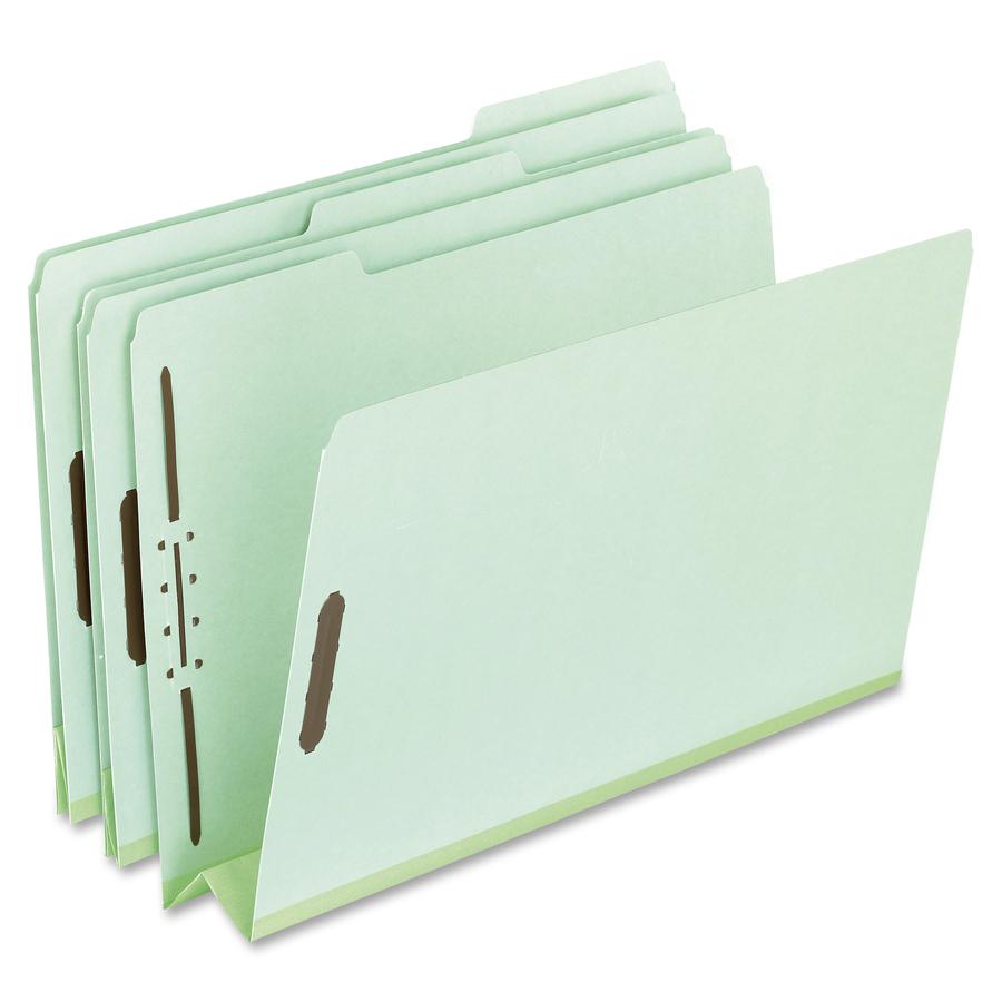 Pendaflex Pressboard Folders with Fastener - 8 1/2" x 11" - 3" Expansion - 2 Fastener(s) - Top Tab Location - Assorted Position Tab Position - Pressboard - Green - 60% Recycled - 25 / Box. Picture 2