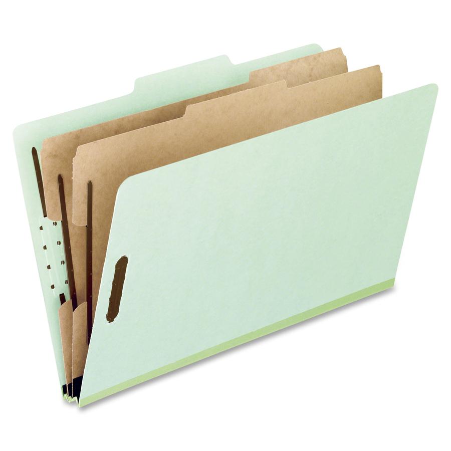 Pendaflex Pressboard Classification Folder - 8 1/2" x 11" - 2" Expansion - 6 Fastener(s) - Top Tab Location - Right of Center Tab Position - 2 Divider(s) - Pressboard - Light Green - 65% Recycled - 10. Picture 2