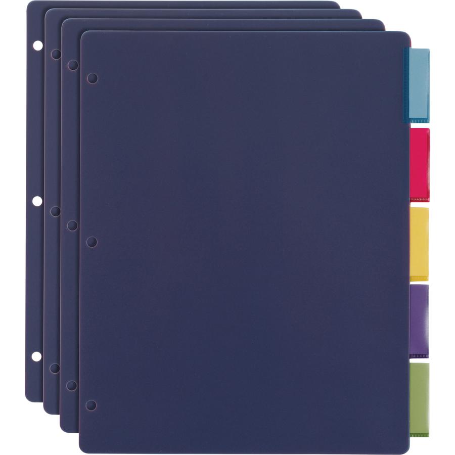 Cardinal Extra-tough Poly Dividers - 5 Tab(s)/Set - Letter - 8.50" Width x 11" Length - 3 Hole Punched - Polypropylene Divider - Multicolor Tab(s) - Fray Resistant, Tear Resistant, Scratch Resistant, . Picture 4