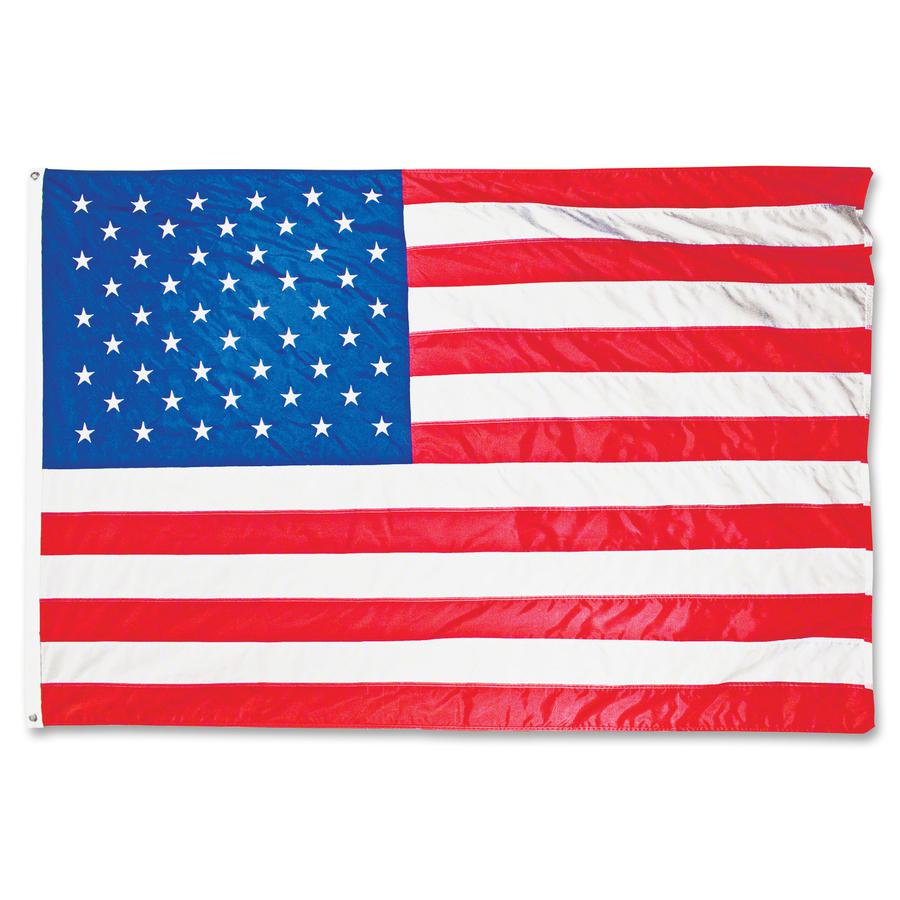 Advantus Heavyweight Nylon Outdoor U.S. Flag - United States - 72" x 48" - Heavyweight, Durable, Weather Resistant, Strong - Nylon, Brass, Canvas - Red, White, Blue. Picture 2