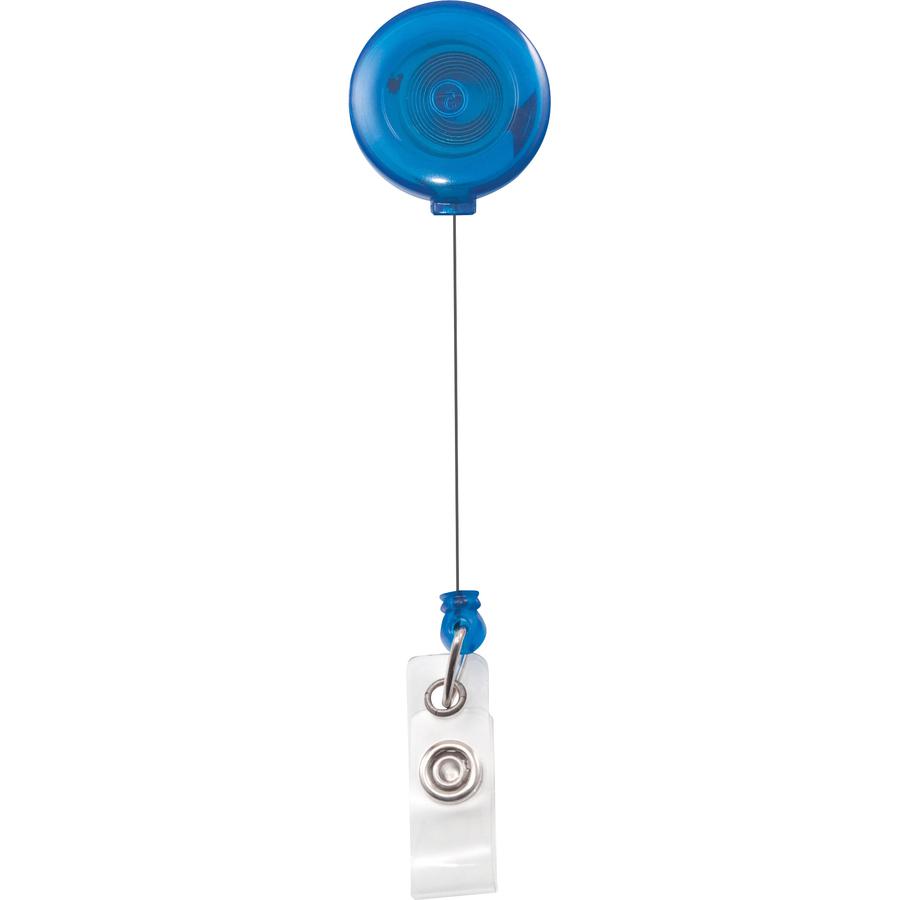 Advantus Translucent Retractable ID Card Reel with Snaps - Vinyl, Nylon, Metal - 12 / Pack - Translucent Blue, Clear. Picture 3