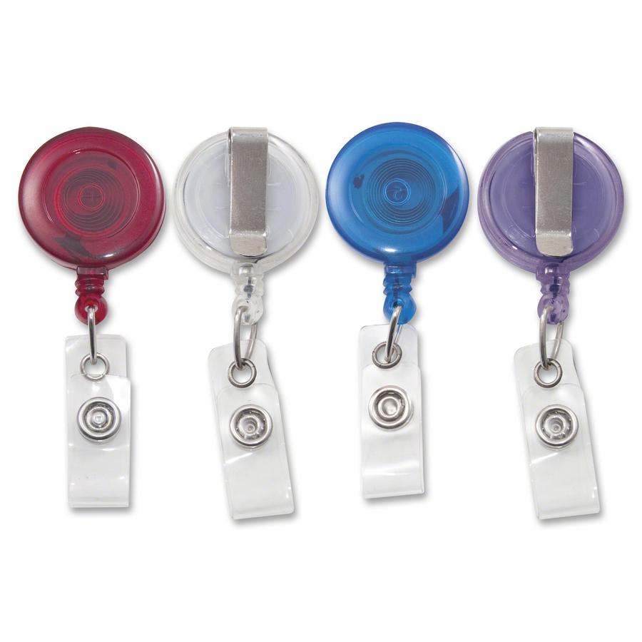 Advantus Retracting ID Card Reel with Belt Clip - 4 / Pack - Translucent Assorted. Picture 2
